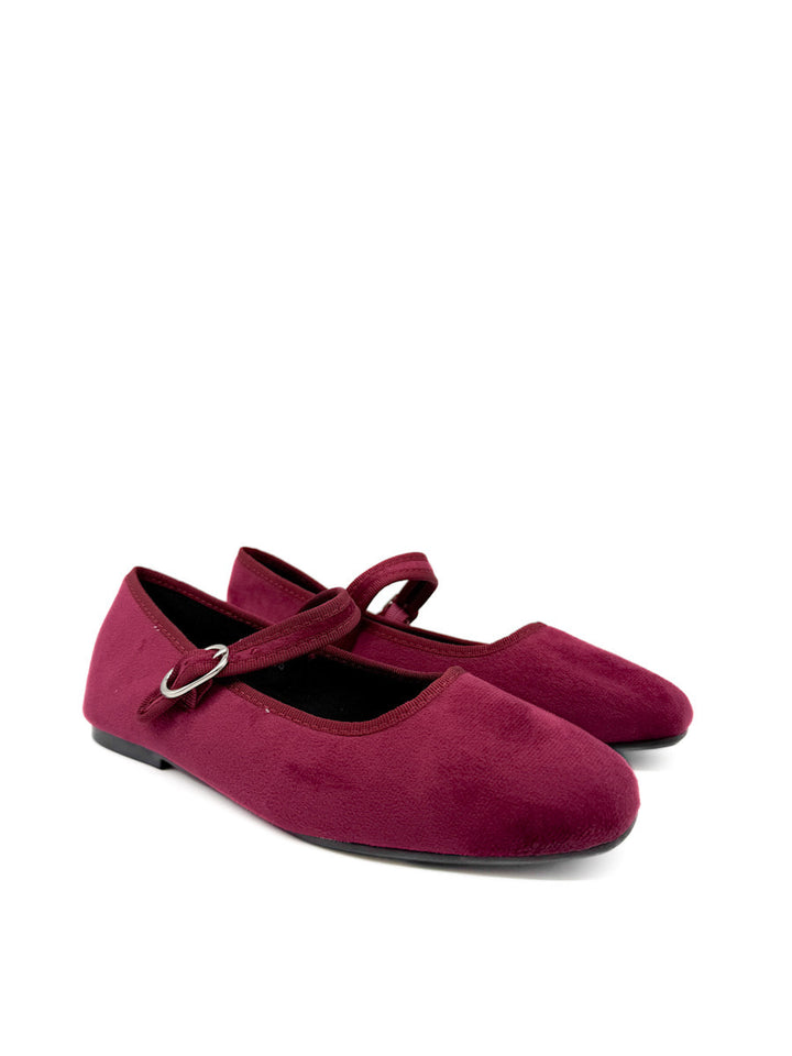 Elegantes Merceditas de Terciopelo con Hebilla