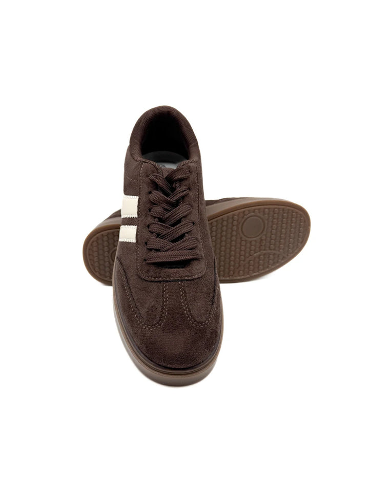 Zapatillas Bajas Retro de Ante Sintético con Franjas Contrastadas