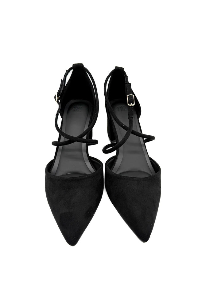 Zapatos de Salón con Tacón Ancho, Punta Afilada y Tiras Cruzadas