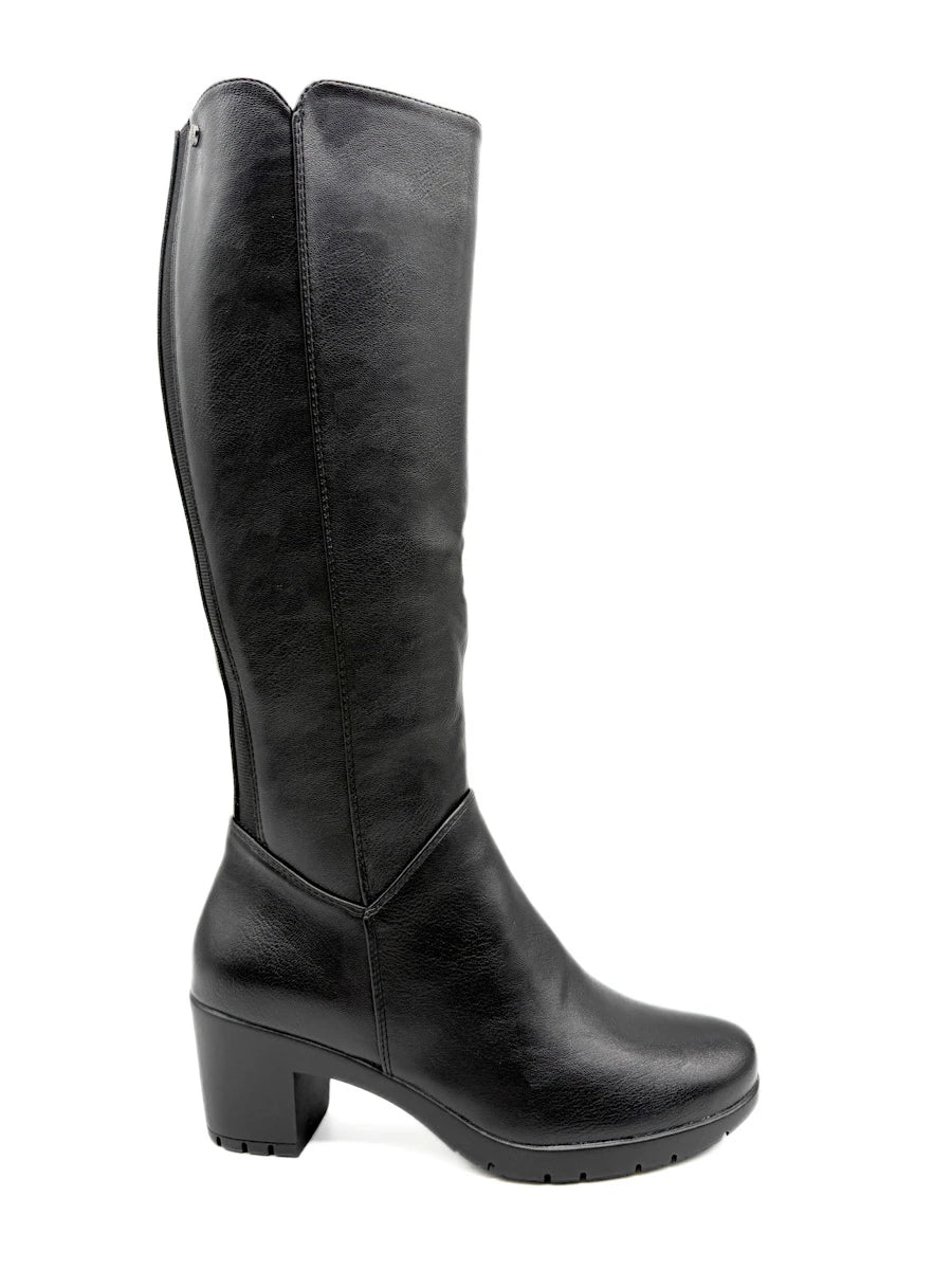 Botas Altas Elegantes con Tacón Ancho y Elástico