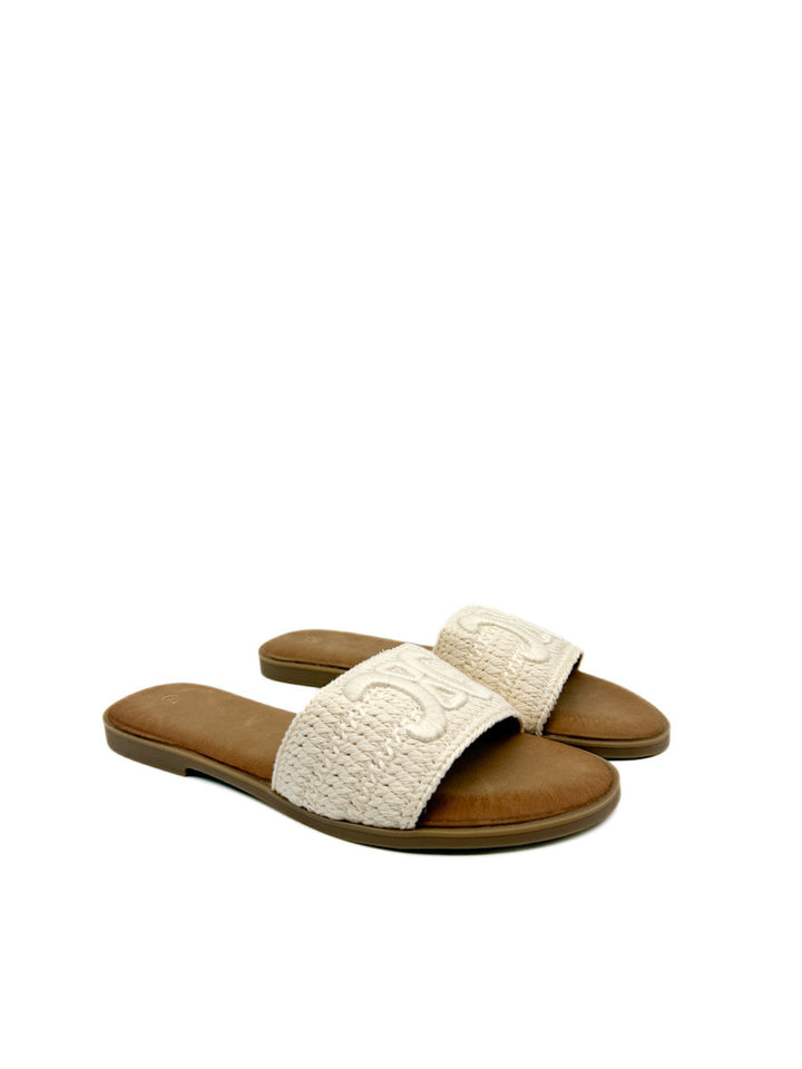Sandalias de Pala  con Textura Trenzada Bordado