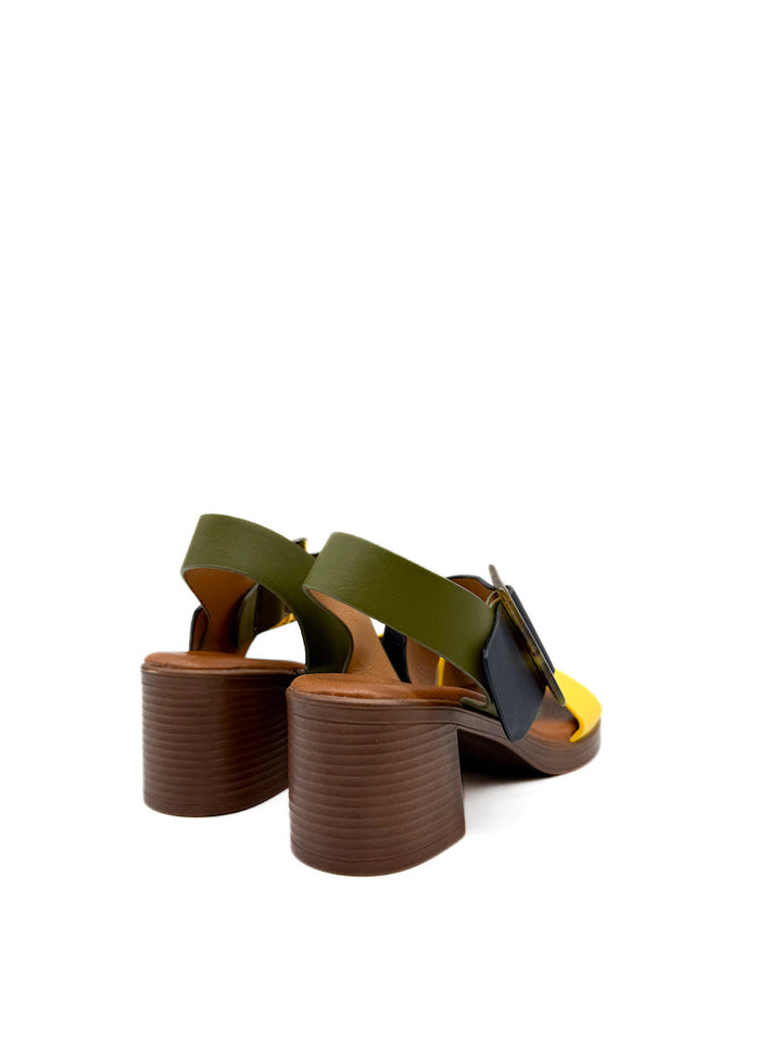 Sandalias Multicolor de Tacón de Bloque para Mujer