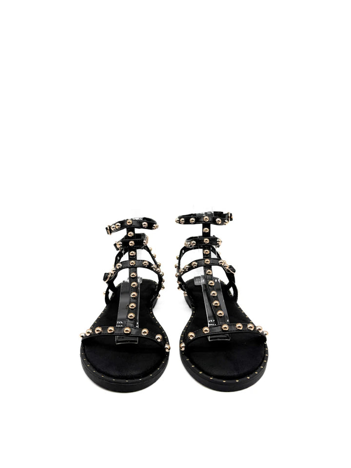 Sandalias Planas Estilo Romana con Tachuelas Doradas Para Mujer