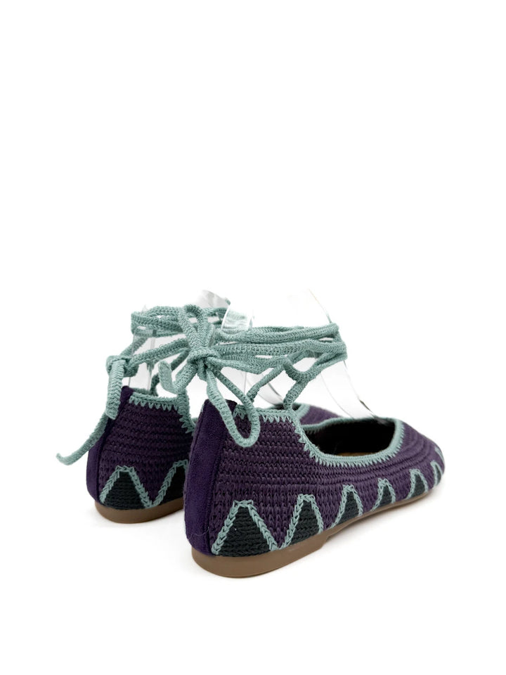 Bailarinas Artesanales de Crochet con Cintas para Tobillo y Diseño Étnico