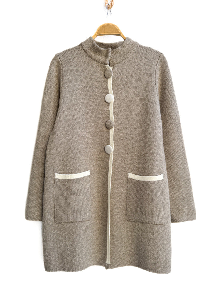 Abrigo de punto con botones contrastantes Kaki