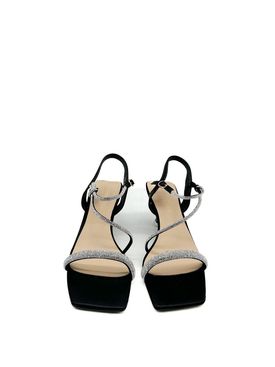 Sandalias Elegantes de Tacón medio con Brillos