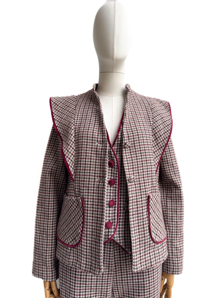 Chaqueta Cuadro Príncipe de Gales con Detalle en Contraste