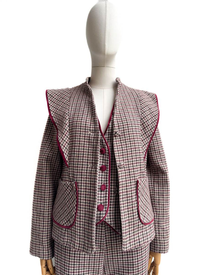 Chaqueta Cuadro Príncipe de Gales con Detalle en Contraste