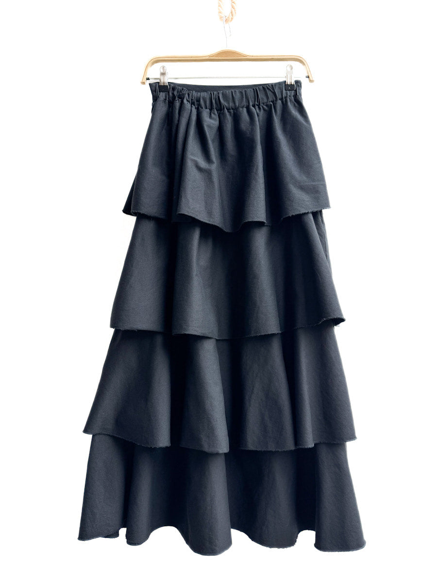 Falda larga de volantes – elegancia con movimiento Negro única