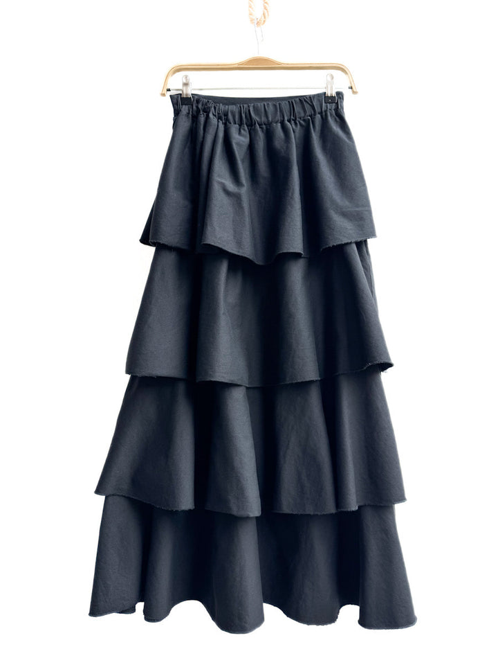 Falda larga de volantes – elegancia con movimiento Negro única