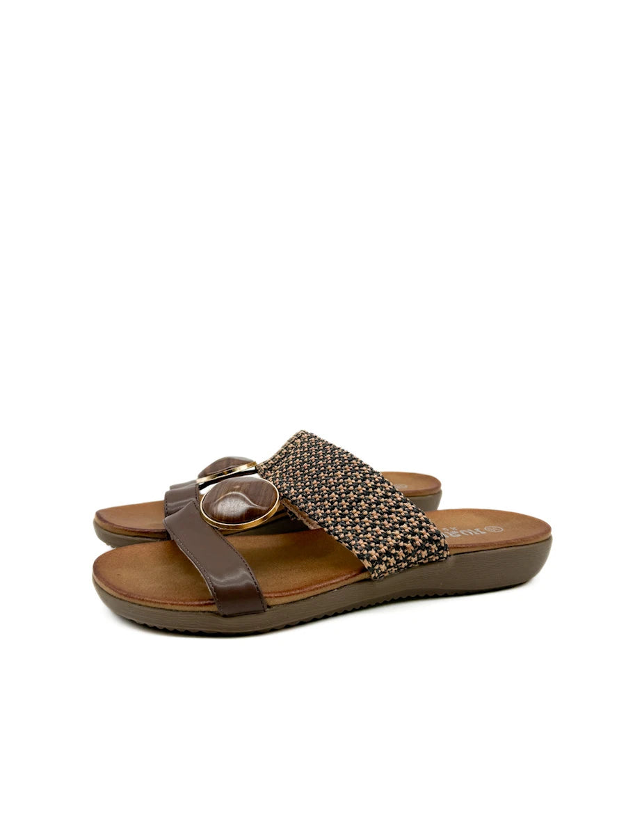 Sandalias Planas de Confort Estilo Casual con Tira de Efecto Rafia Trenzada