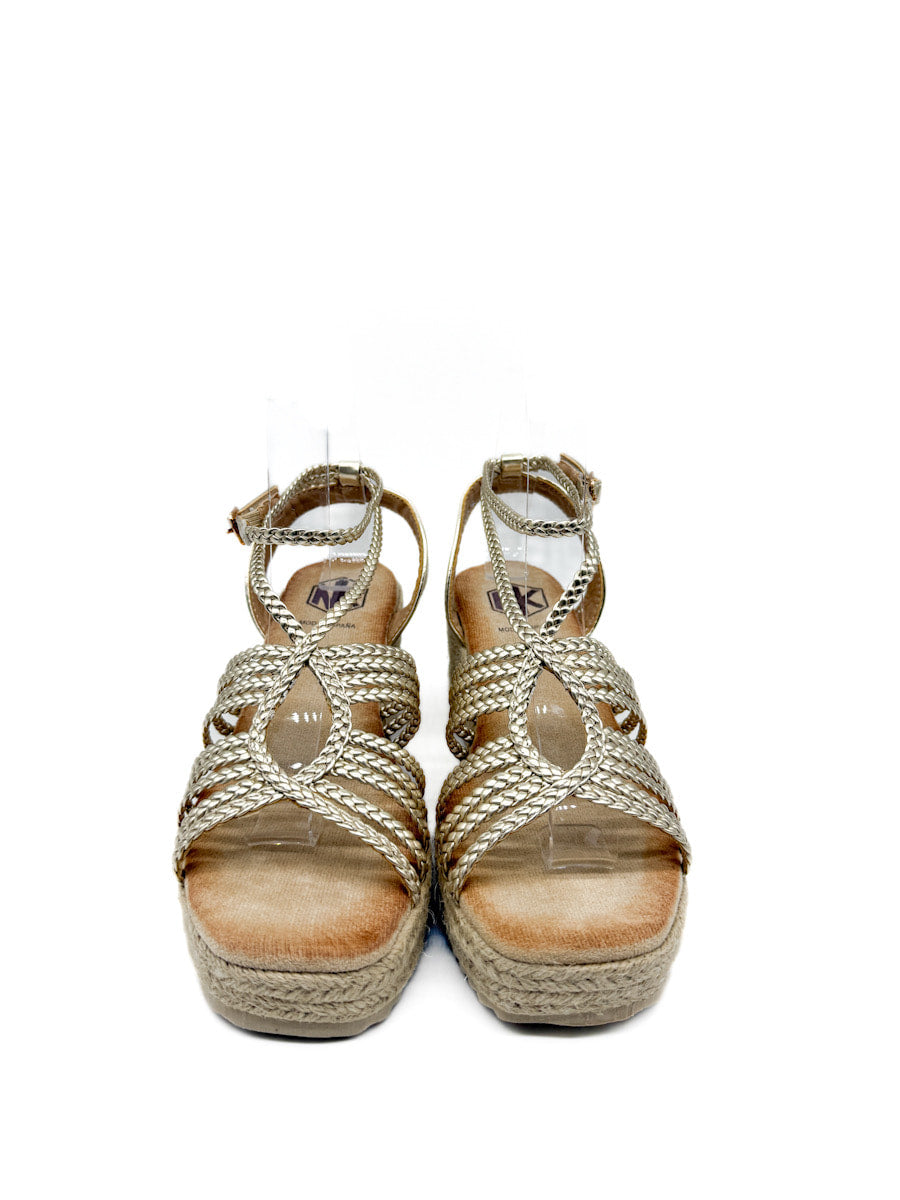 Sandalias de Cuña con Tiras Trenzadas y Plataforma de Yute