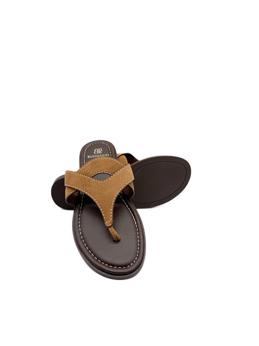 Sandalias Casuales de Dedo con Tiras de Ante - Mujer
