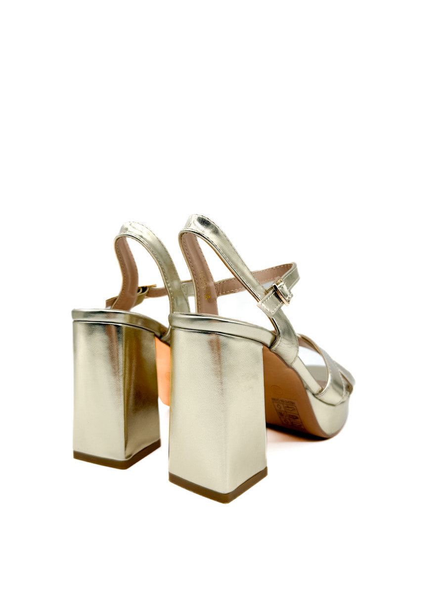 Sandalias Doradas con Plataforma y Tacón Grueso