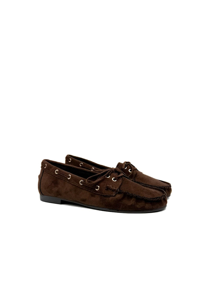 Mocasines Náuticos de Antelina para Mujer - Marrón Chocolate