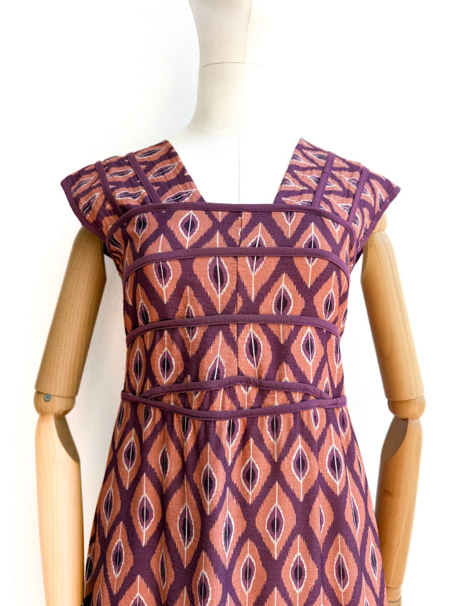 Vestido Largo de Algodón con Estampado Étnico