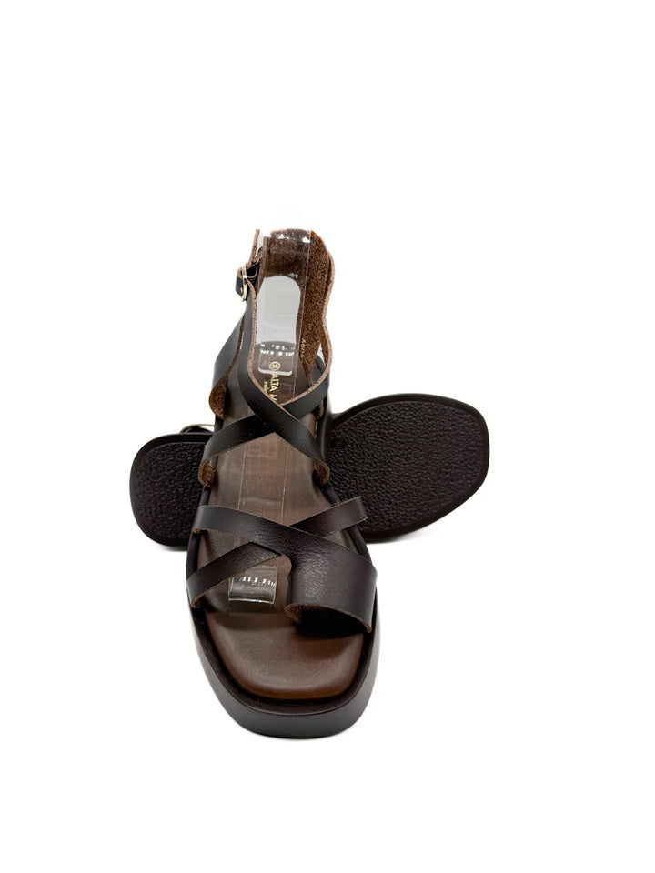 Sandalias de Plataforma con Tiras Entrelazadas y Hebilla