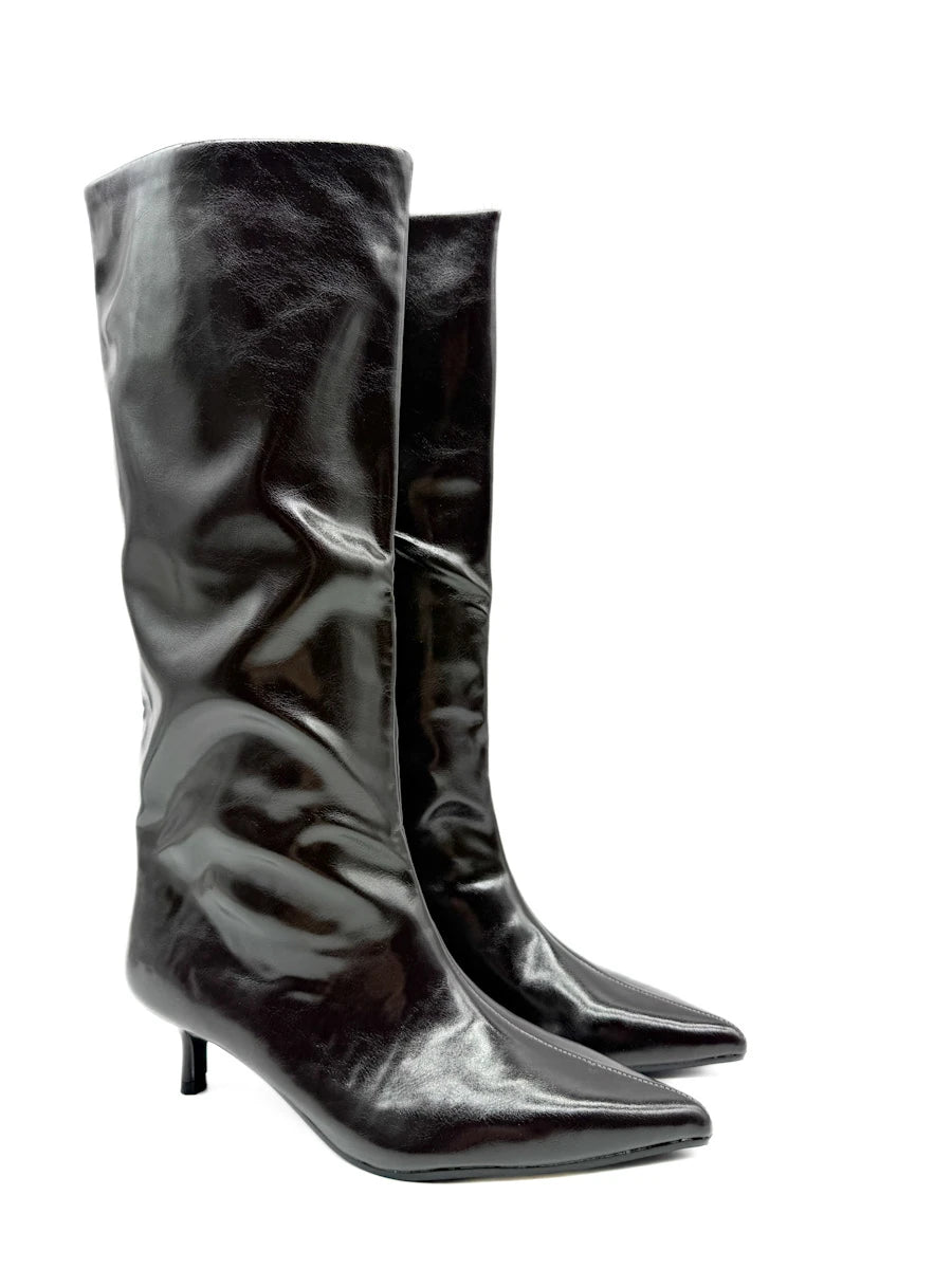Corina Botas Altas de Tacón Chupete y Punta Afilada