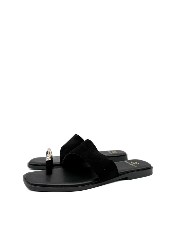 Sandalias Planas con Anillo Metálico y Pala Ancha