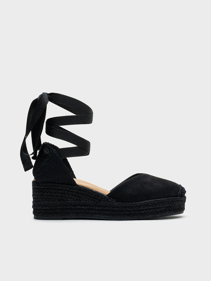 Alpargatas de Cuña Estilo Valencianas con Cierre de Cintas al Tobillo- Colección Verano