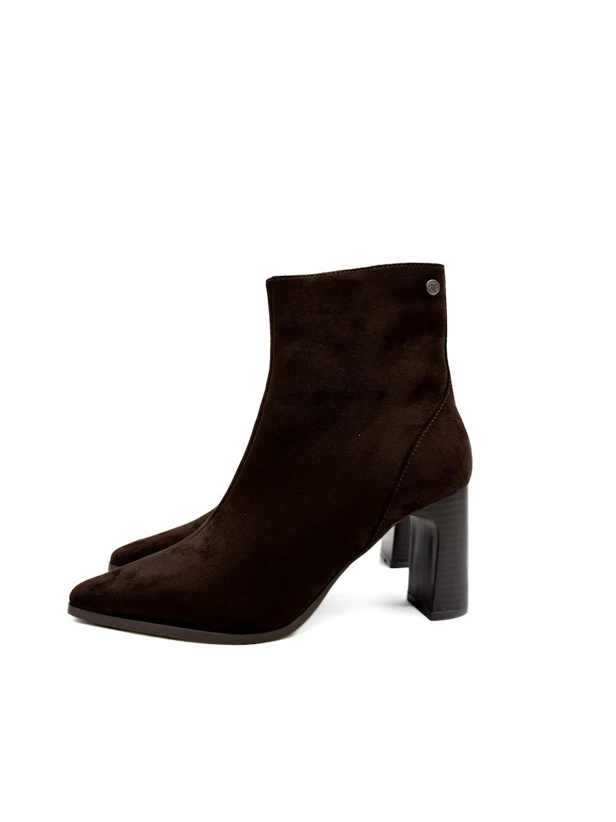 Botines de Antelina con Tacón Ancho y Punta Afilada