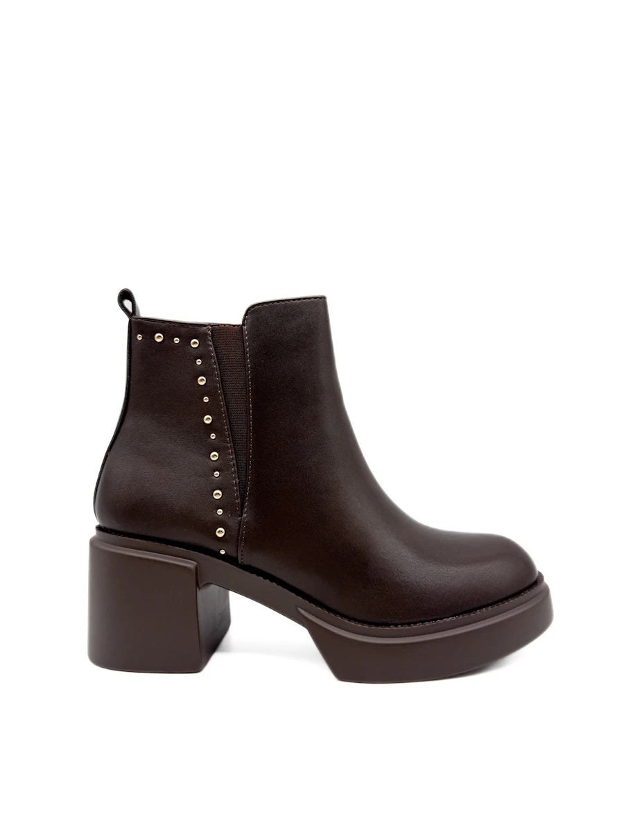 Botines  con Tacón Ancho, Plataforma y Tachuela