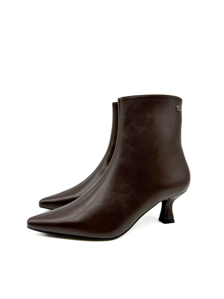 Botines Elegantes con Tacón Curvo y Cremallera Lateral