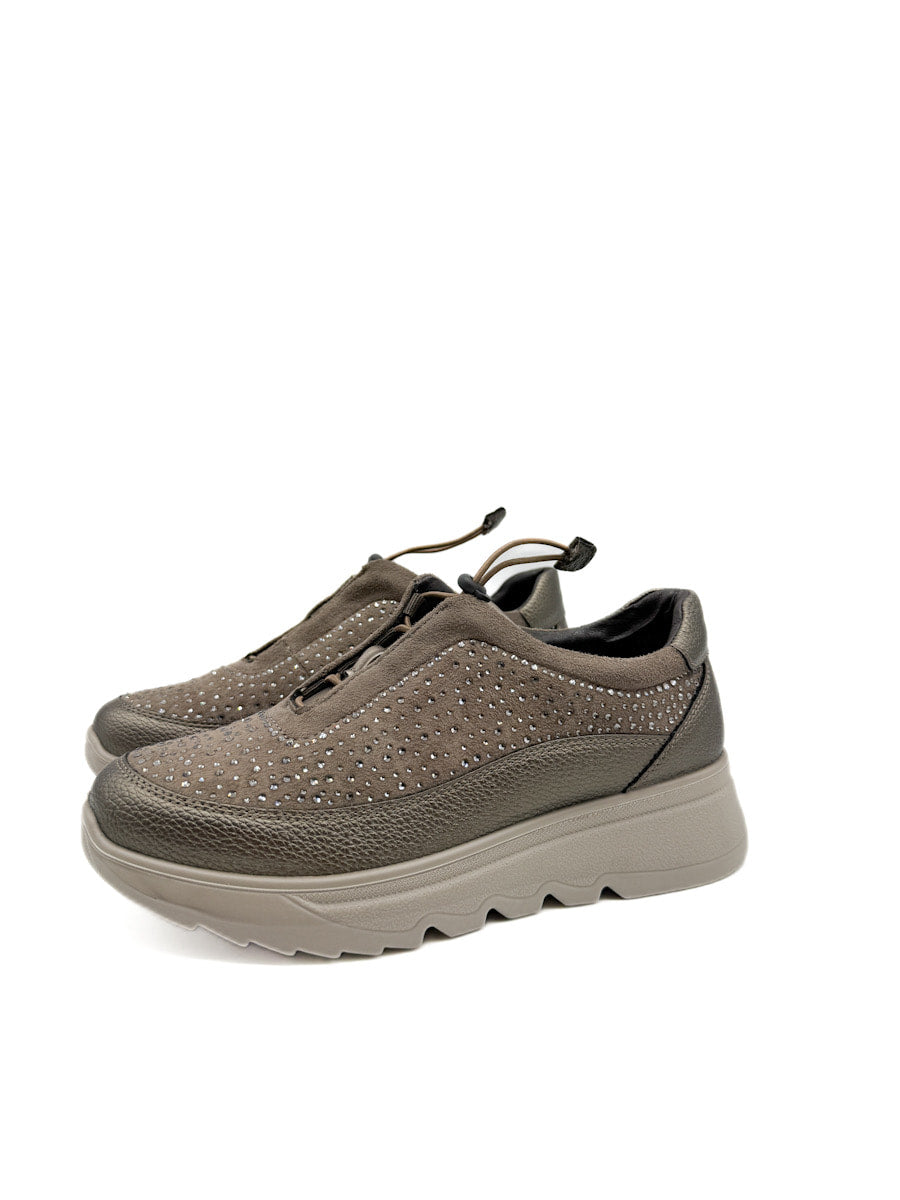 Zapatillas de Deporte con Pedrería y Plataforma