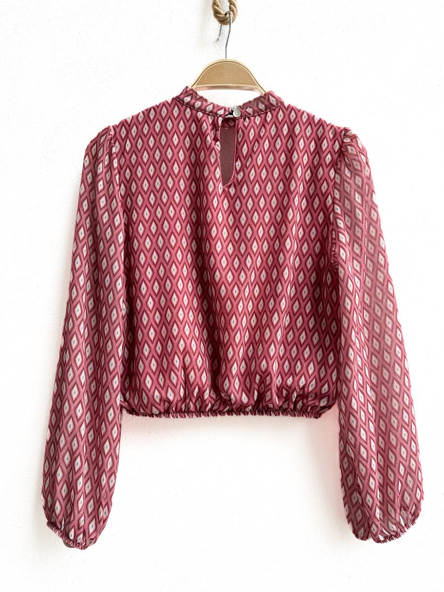 Blusa de Manga Larga con Estampado Geométrico, Disponible en Más Colores y Diseños