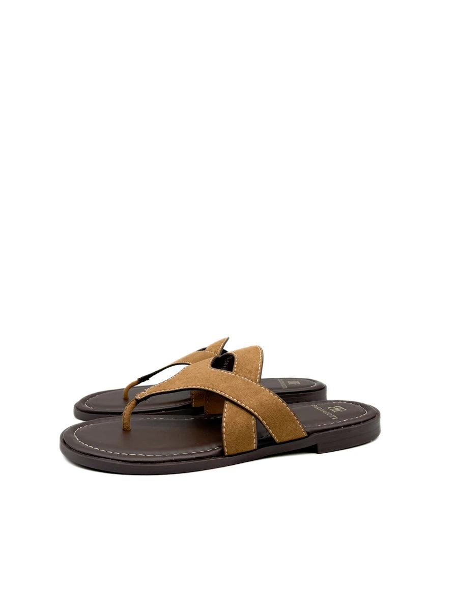 Sandalias Casuales de Dedo con Tiras de Ante - Mujer