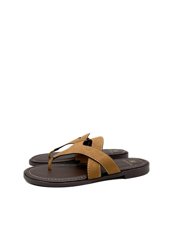 Sandalias Casuales de Dedo con Tiras de Ante - Mujer