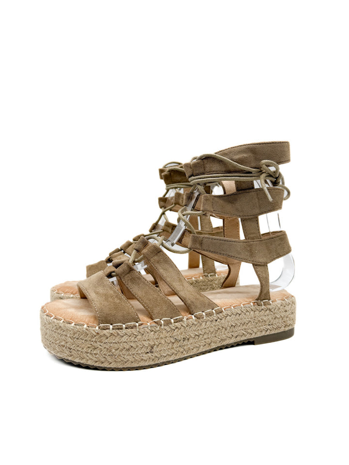 Sandalias Romanas con Plataforma de Yute y Cordones