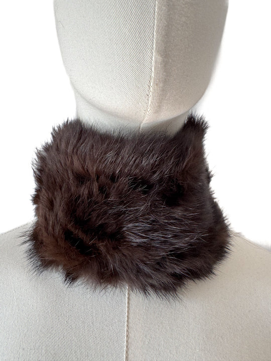 Cuello de piel de conejo Marrón única