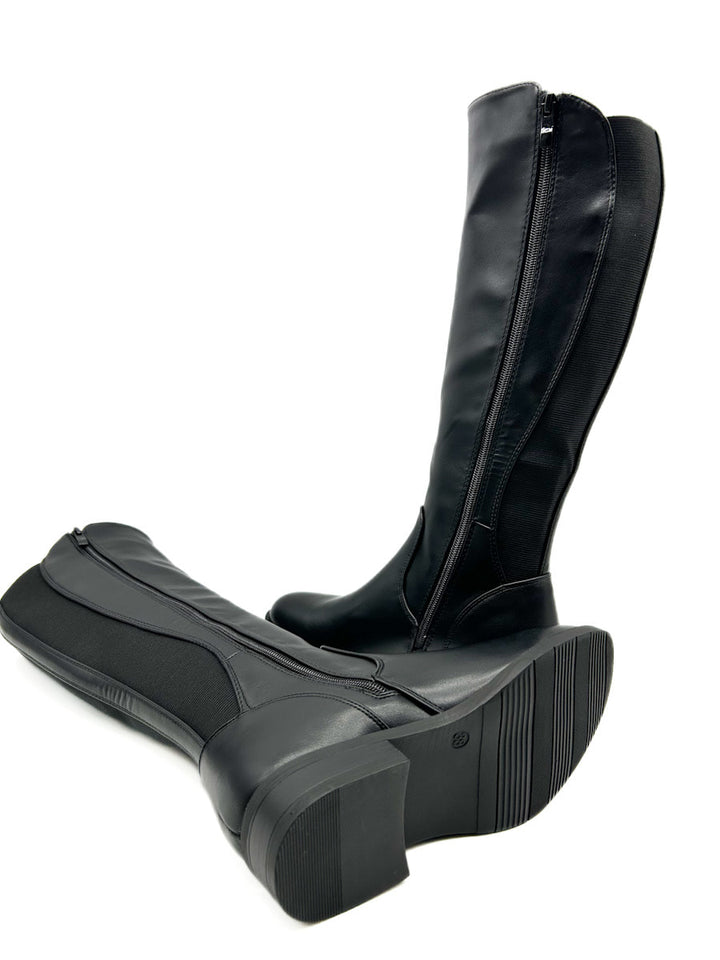 Bota Alta Plana Color Negra de Mujer H0208