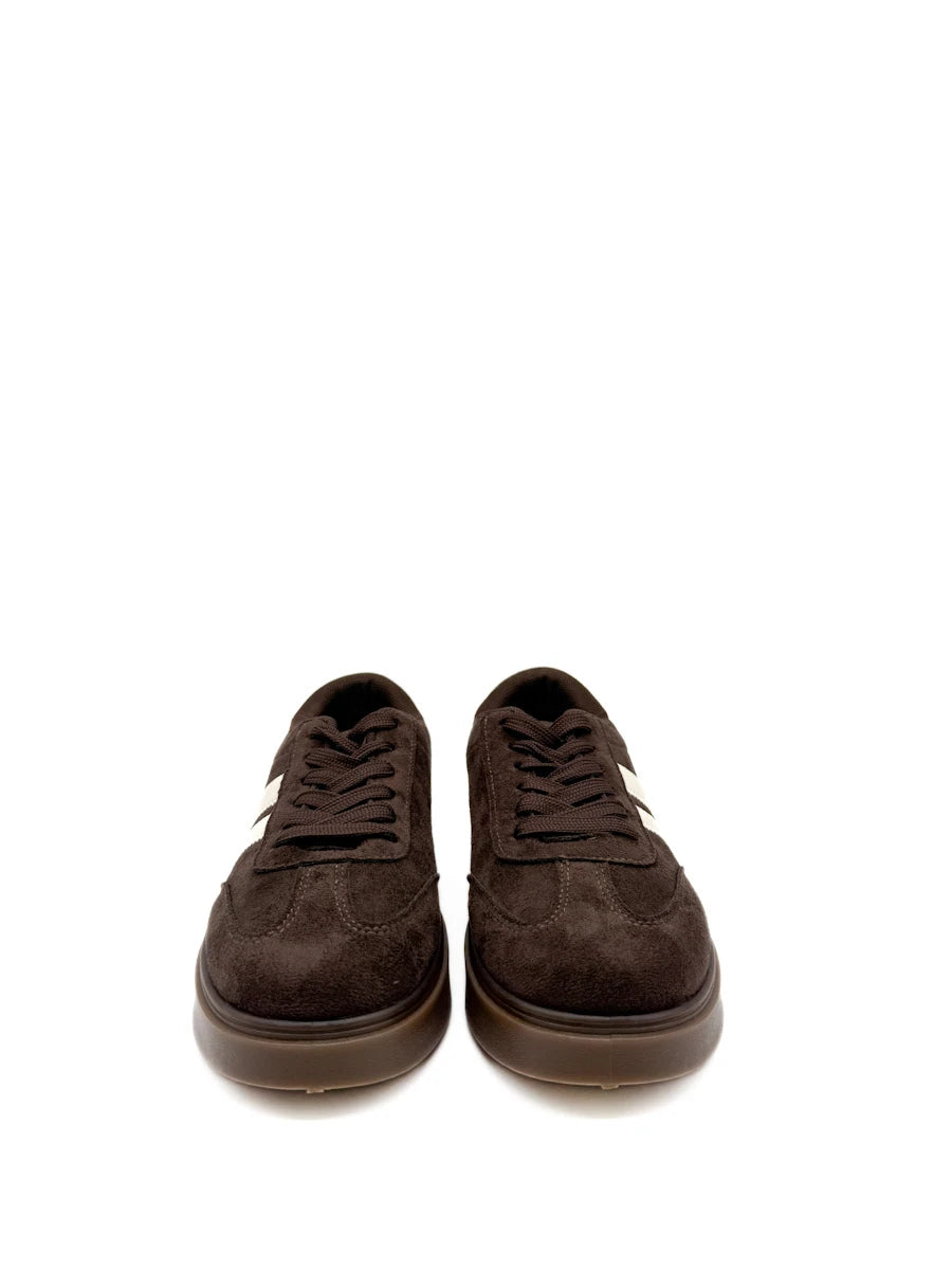 Zapatillas Bajas Retro de Ante Sintético con Franjas Contrastadas