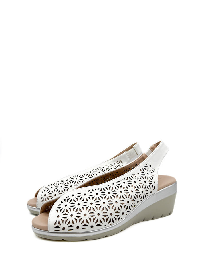 Sandalias Cuña Media Caladas Mujer