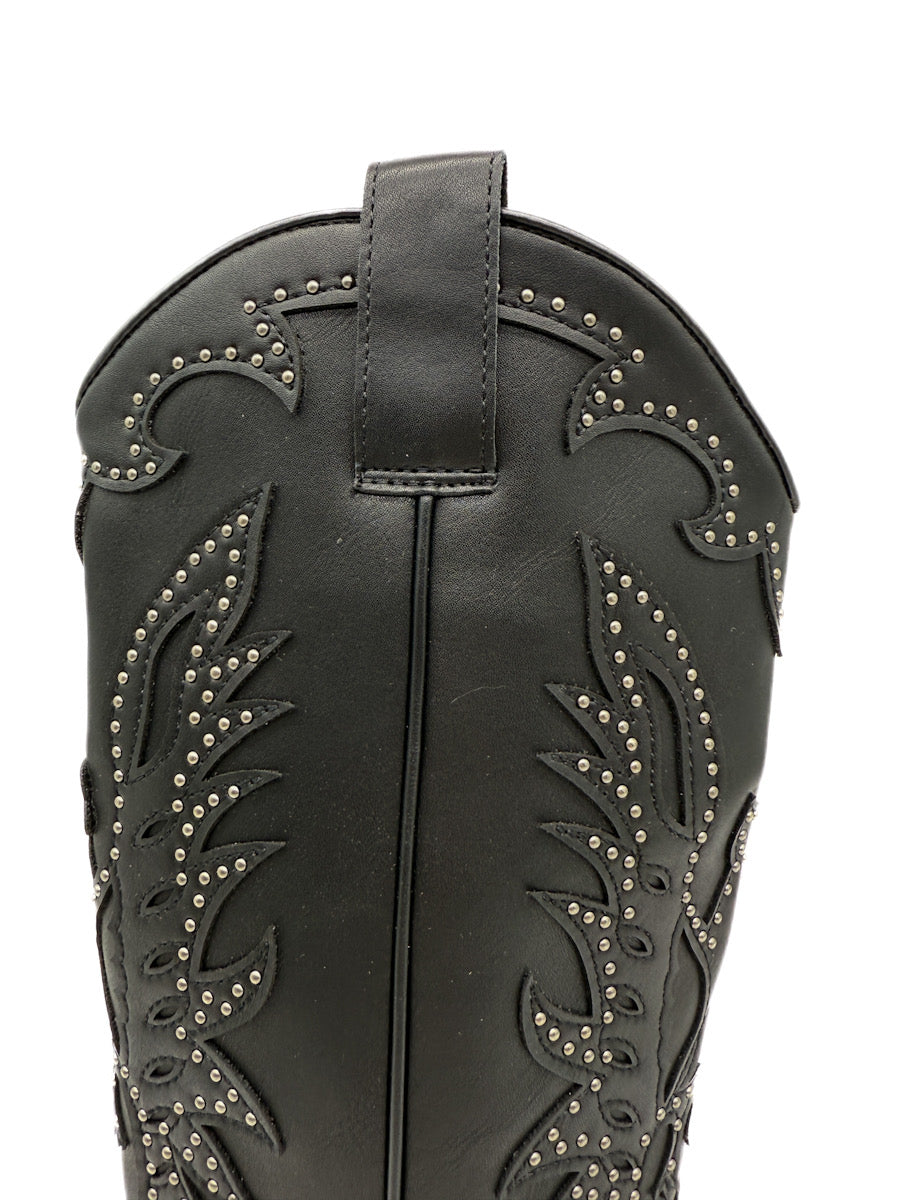 Bota Cowboy Negras con Tachas Detalles Elegantes Corina M 5801