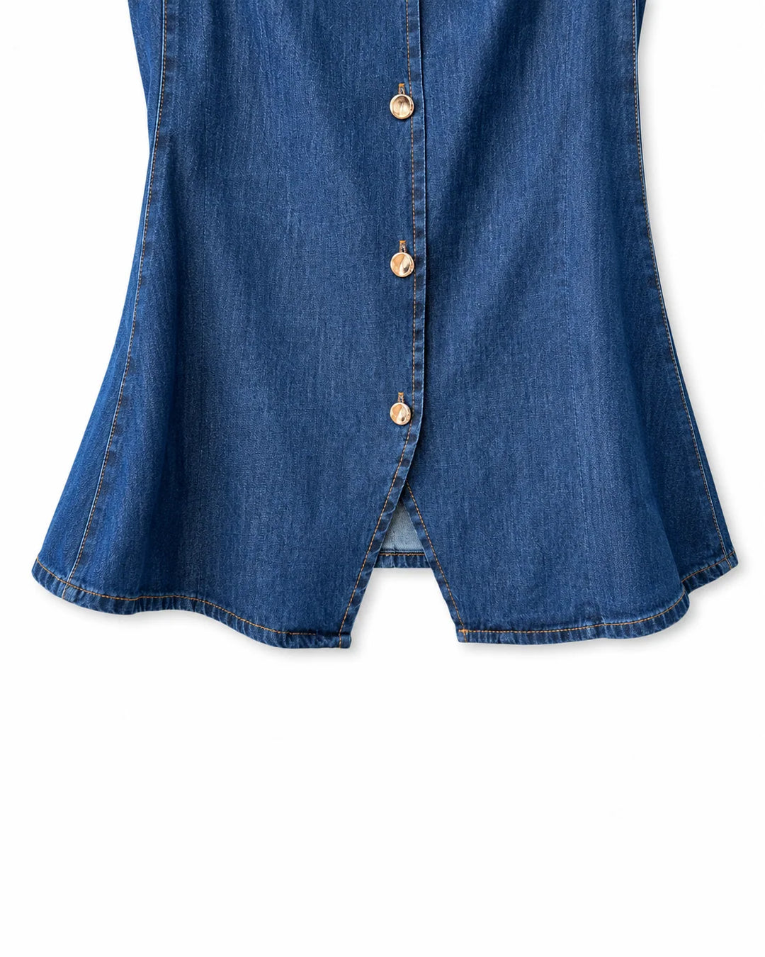 Top Denim de Tirantes Ajustables con Botones Metálicos y Corte Entallado para Mujer