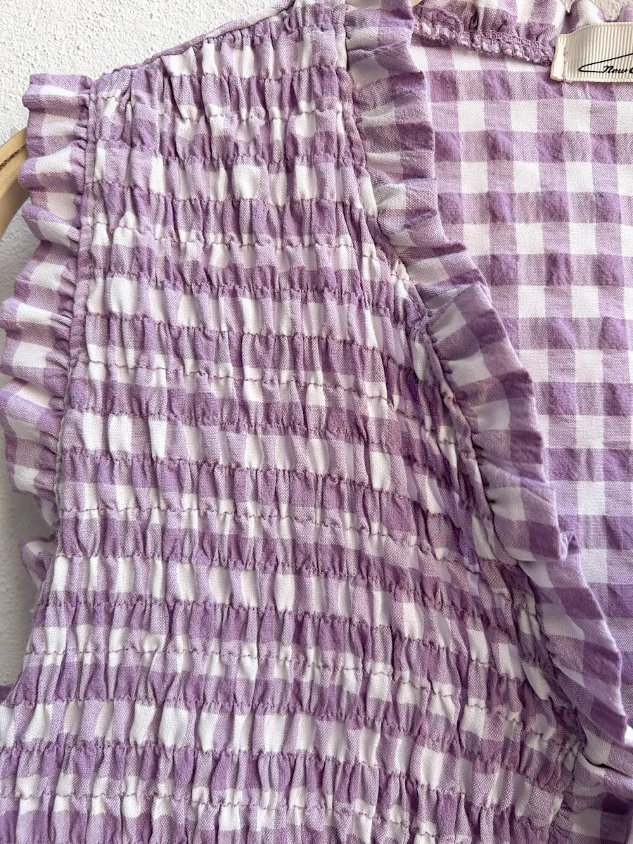 Top Fruncido de Cuadros con Lazo