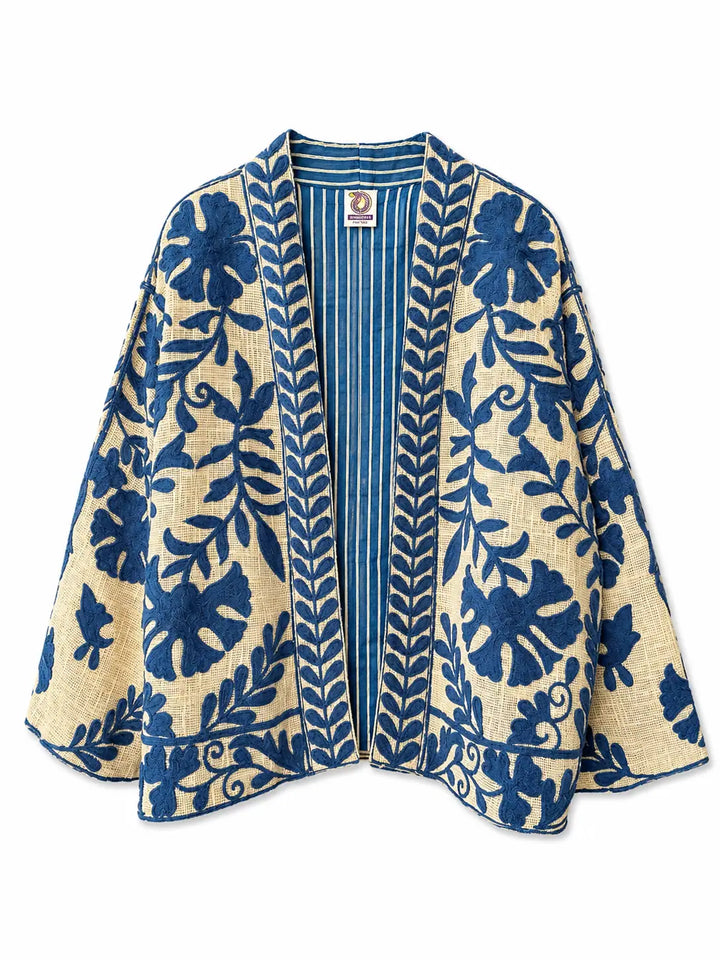 Chaqueta kimono bordada flores