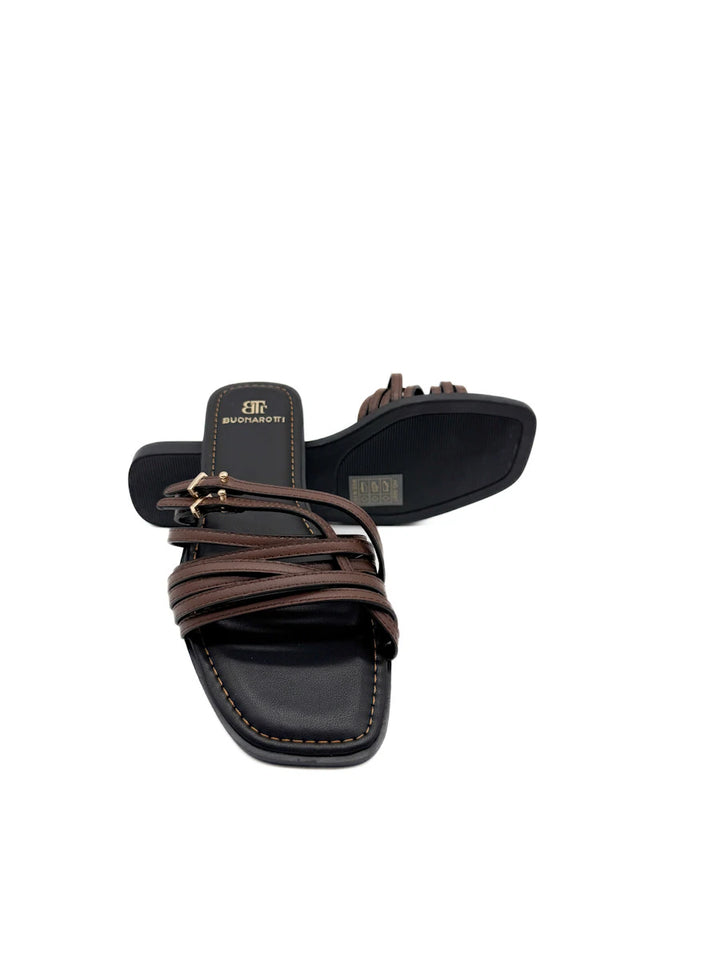 Sandalias Tipo Pala Multi-tiras con Punta Cuadrada Buonarotti
