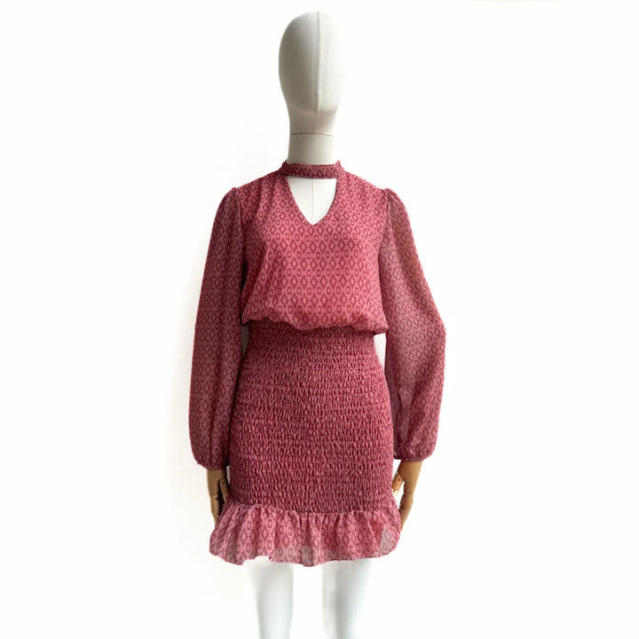 Vestido Dos Piezas con Estampado y Detalles Fruncidos única