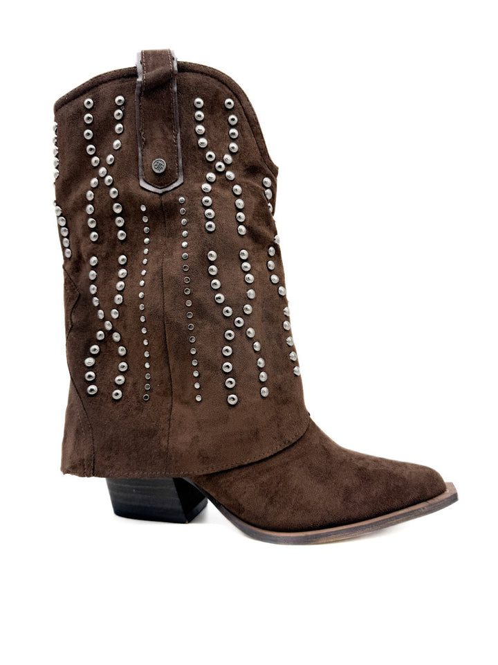 Bota Cowboy Marrón Chocolate con Tachuelas Metálicas