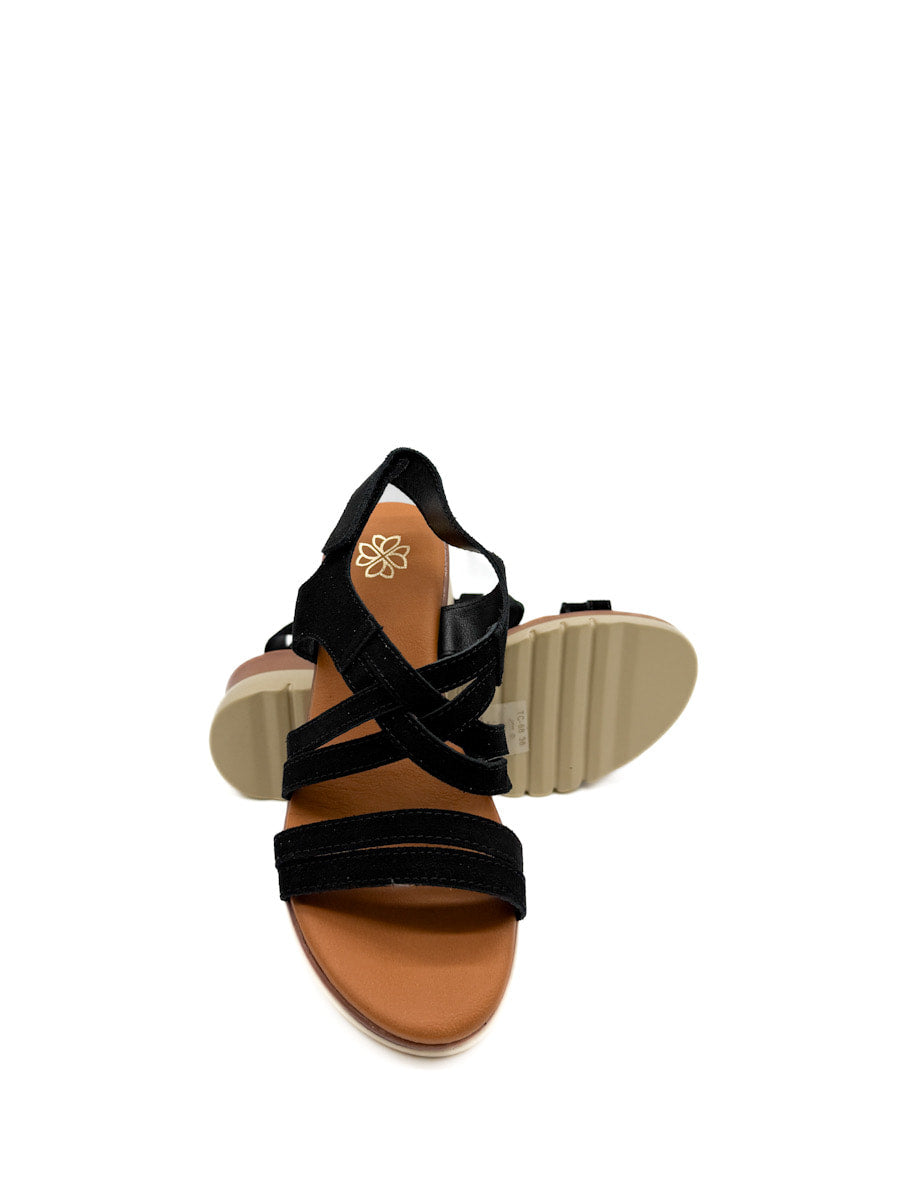 Sandalias Cuña de Piel Cierre Con Velcro