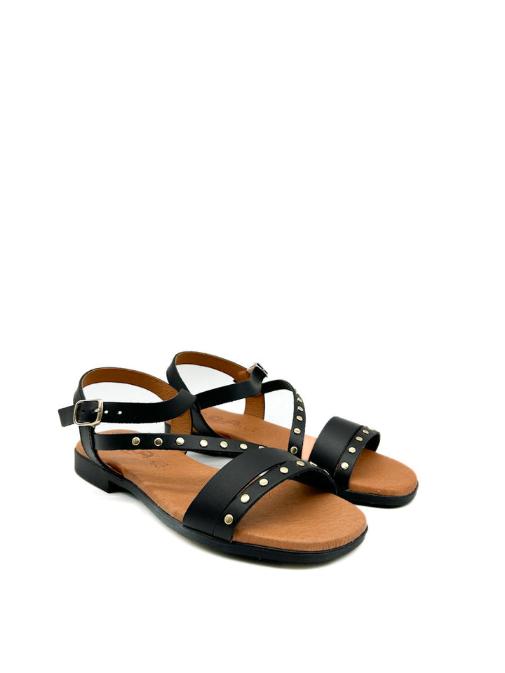 Sandalias de Piel con Tachuelas y Correa Ajustable