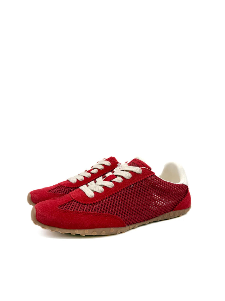 Zapatillas Deportivas Retro en Malla Abierta y Ante con Suela de Tacos