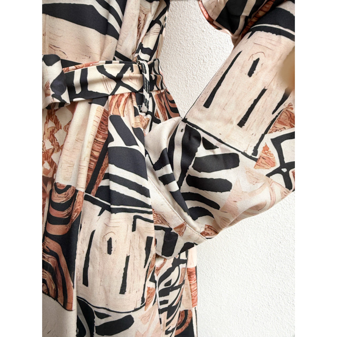 Vestido Camisero Largo Estampado Étnico