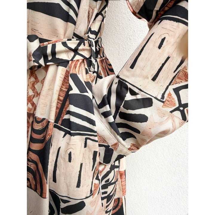 Vestido Camisero Largo Estampado Étnico