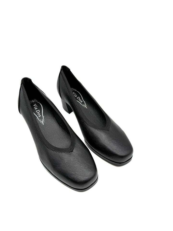 Zapatos Elegantes De Vestir Con Tacón Ancho Y Puntera Cuadrada Para Mujer