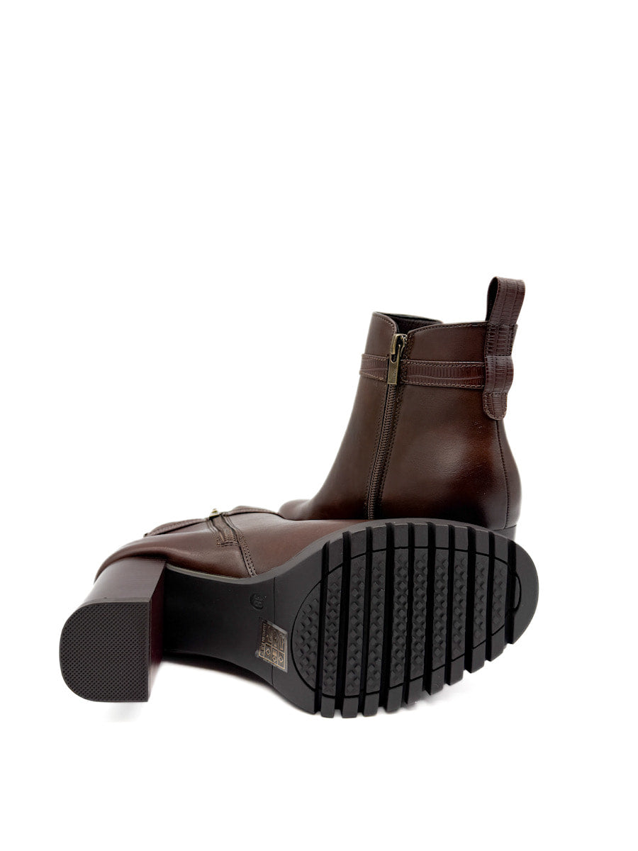 Botines de Cuero Sintético con Tacón Ancho y Suela de Plataforma